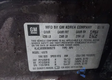 2014 Buick Encore Convenience из США, поврежденный, VIN KL4CJBSB9EB695279